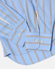 universal works lazy day shirt blue pop stripe four
