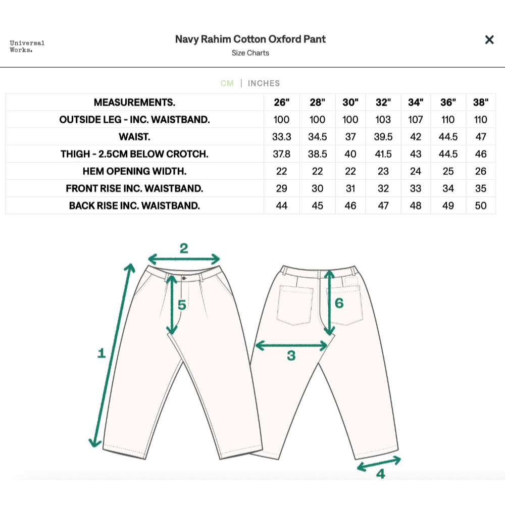 universal works oxford pant navy rahim cotton