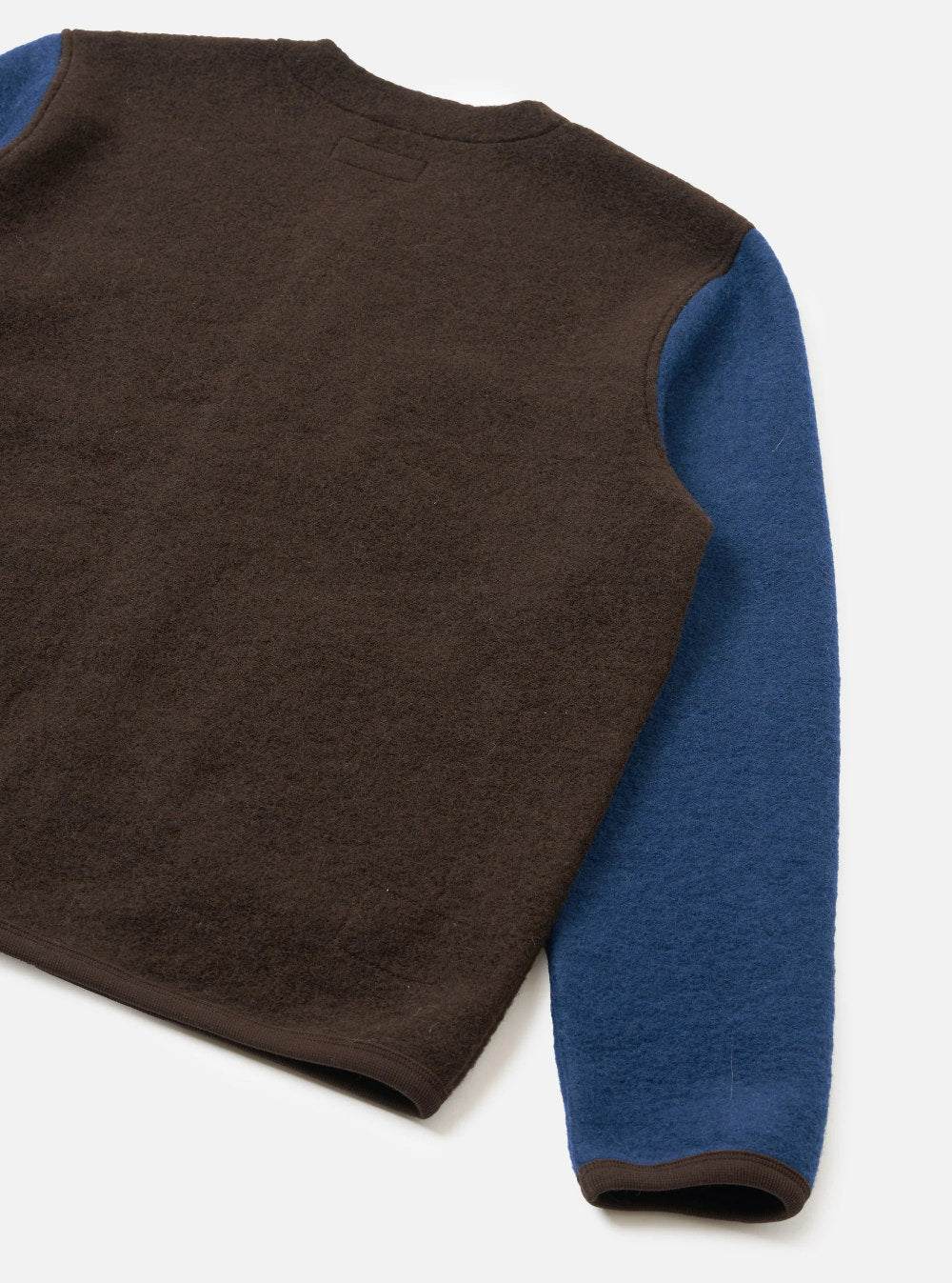 universal works wool fleece cardigan brown indigo