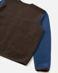 universal works wool fleece cardigan brown indigo