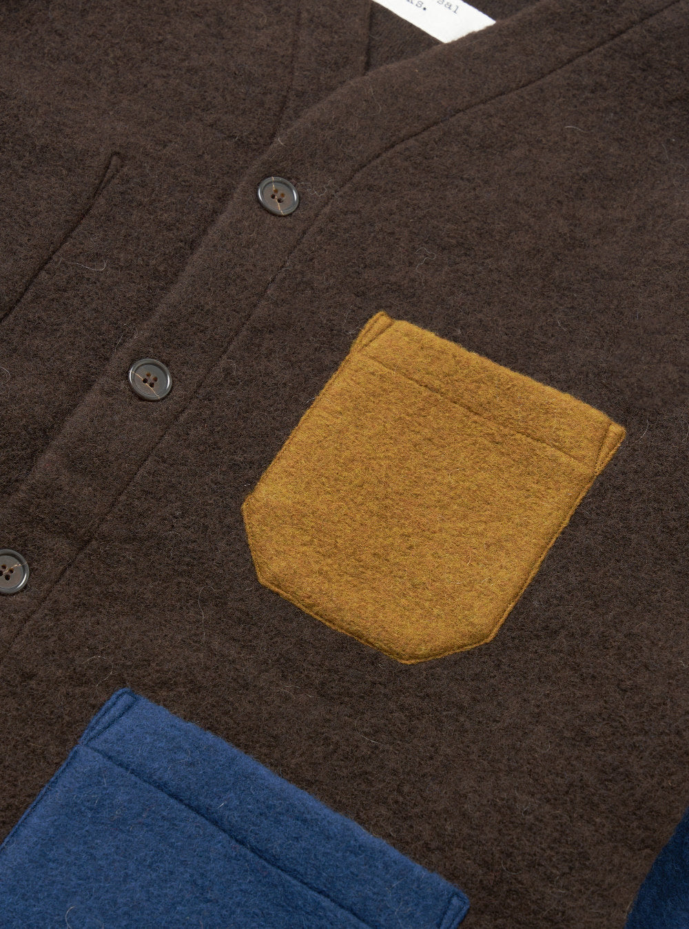universal works wool fleece cardigan brown indigo