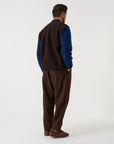 universal works wool fleece cardigan brown indigo