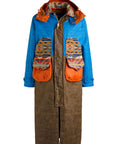 manifattura ceccarelli native long jacket 7099 wx mid blue dark tan orange sugarkane