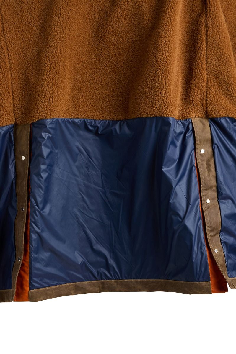 manifattura ceccarelli native long jacket 7099 wx mid blue dark tan orange sugarkane