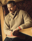 filson bristol shawl neck sweater oatmeal heather