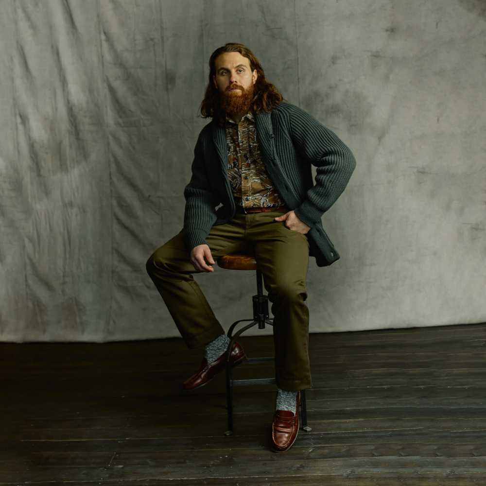filson bristol cardigan sweater forest green heather
