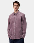carhartt wip long sleeve madison cord shirt phlox phlox