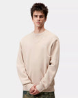 carhartt wip script embroidery sweatshirt fleur de sel white