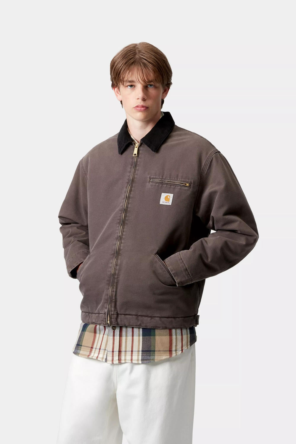 carhartt wip og detroit jacket tobacco black stone canvas