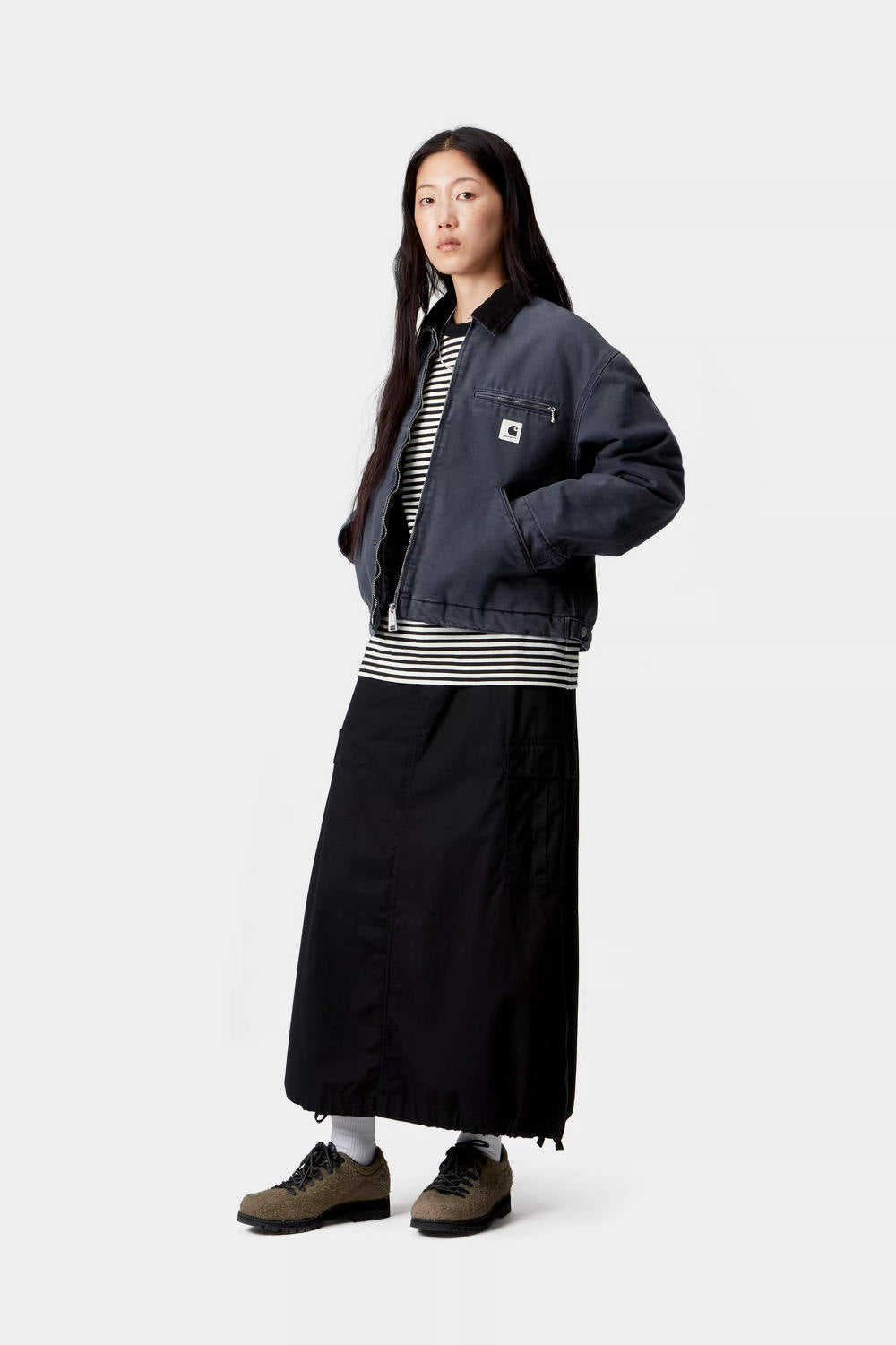 carhartt wip women og detroit jacket (winter) dark navy black stone canvas