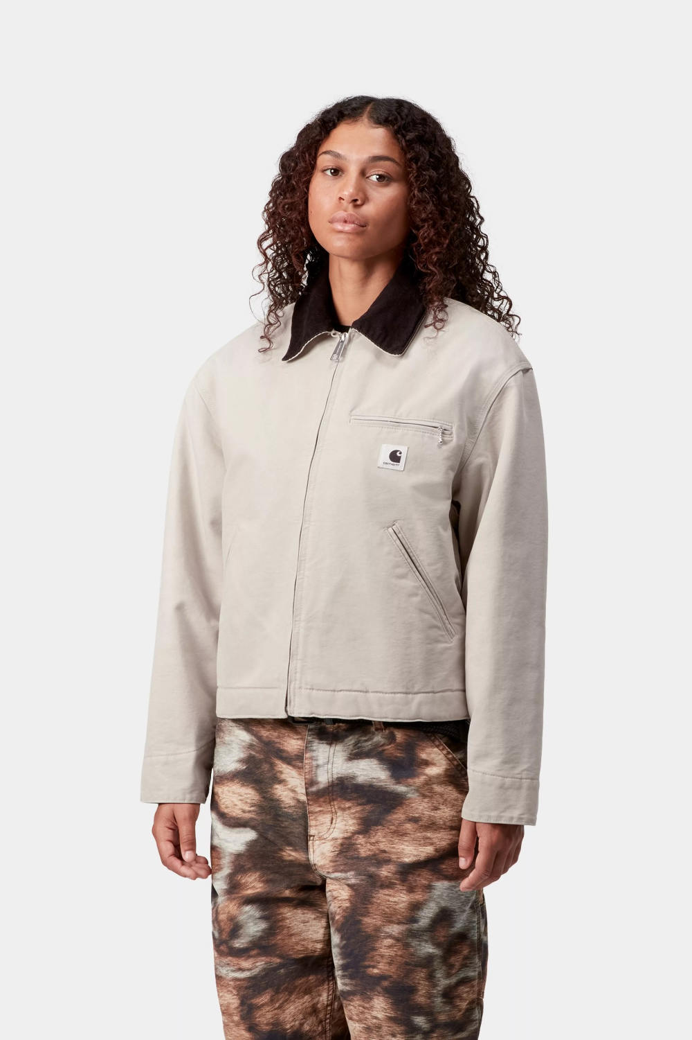 carhartt wip women og detroit jacket (winter) fleur de see black stone canvas