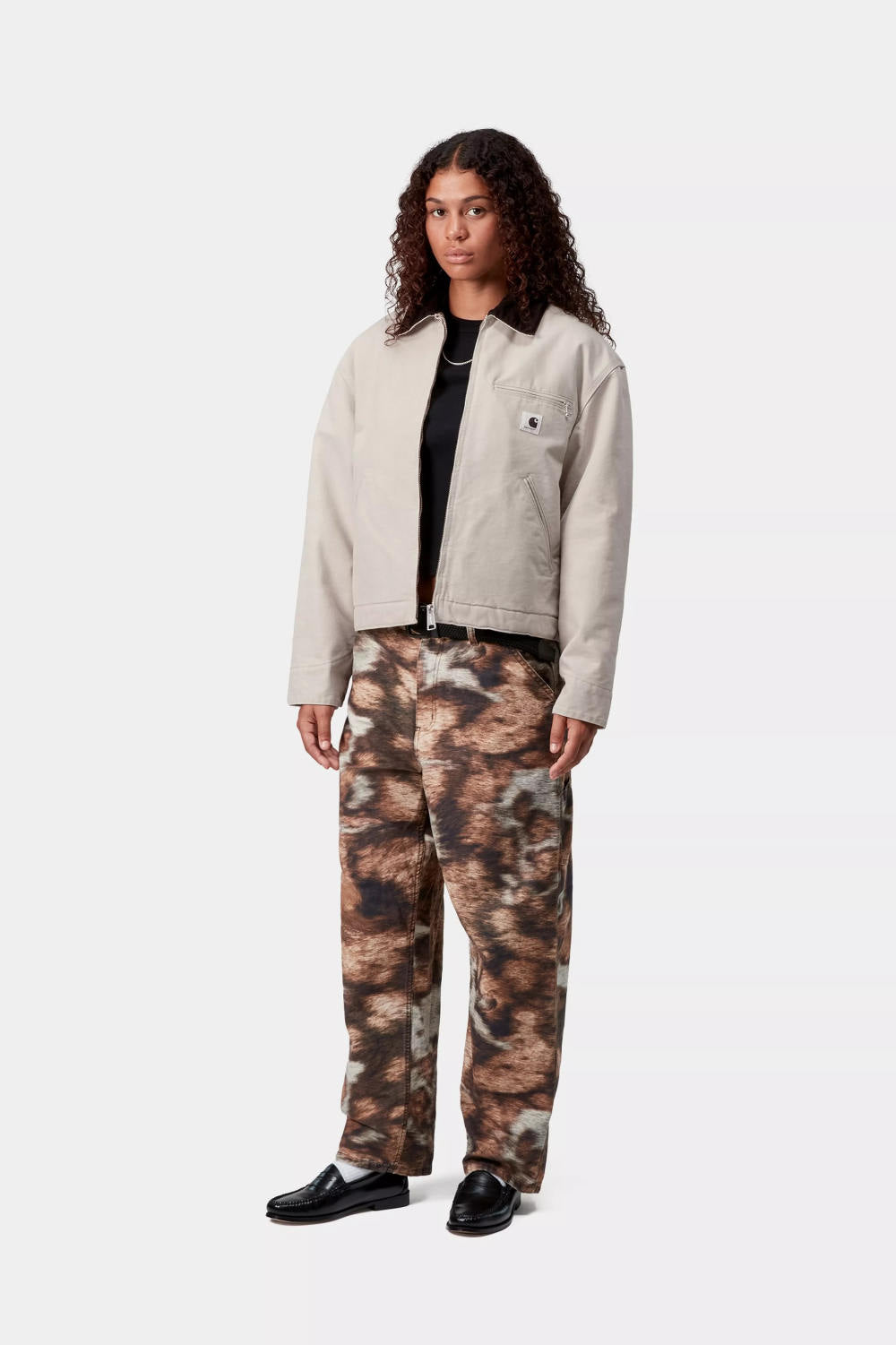 carhartt wip women og detroit jacket (winter) fleur de see black stone canvas