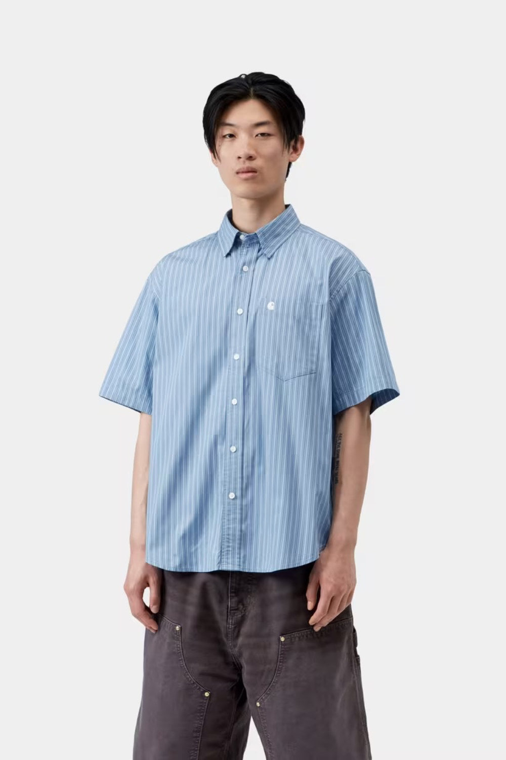 carhartt wip short sleeve keene shirt keene stripe curaçao