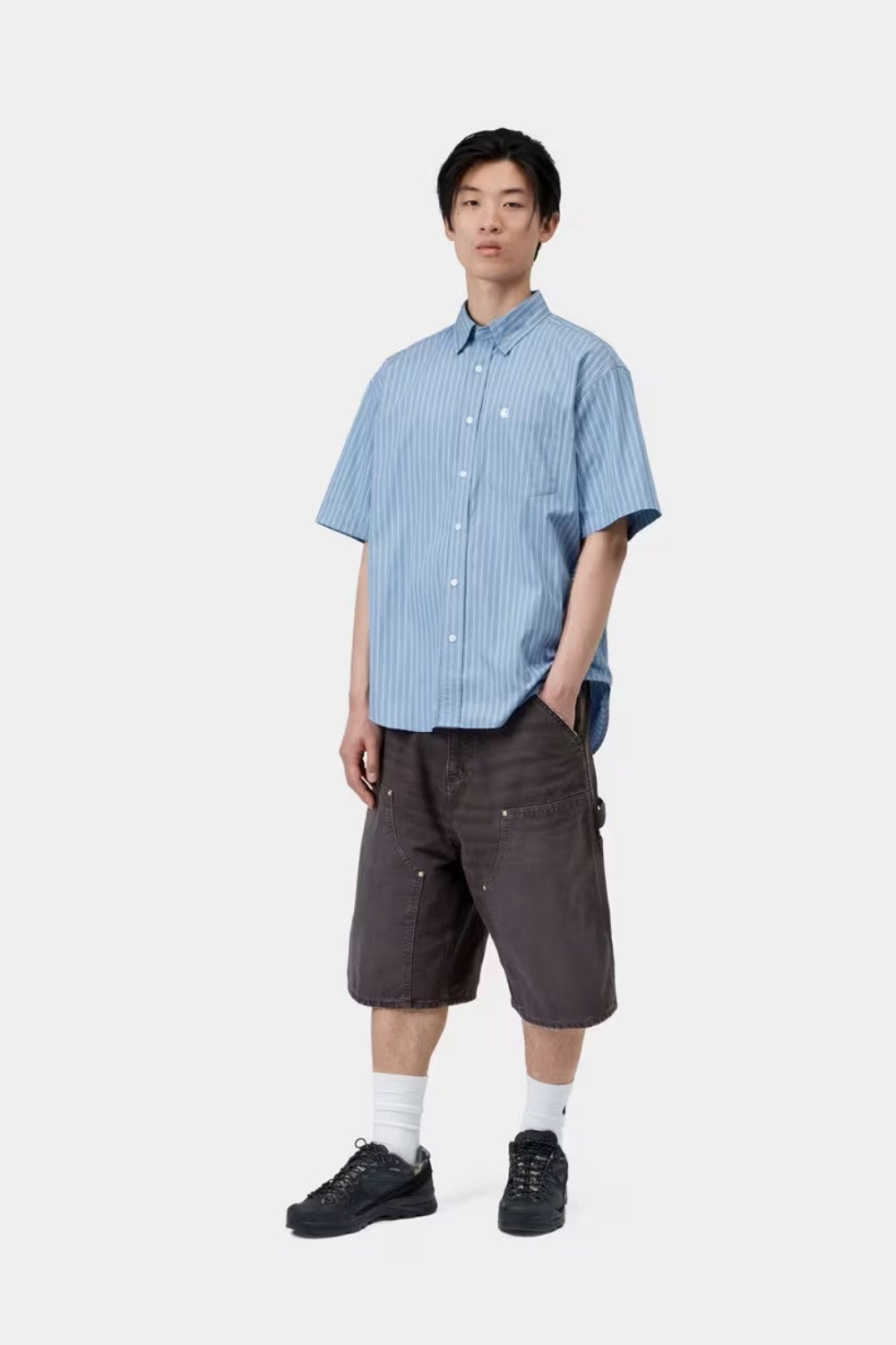 carhartt wip short sleeve keene shirt keene stripe curaçao