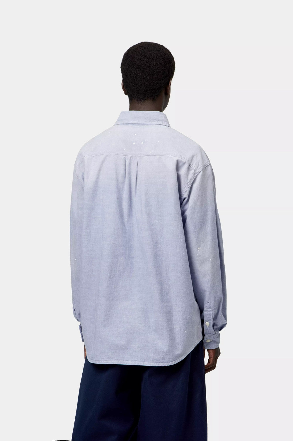 carhartt wip long sleeve painter shirt blue worn used splatter