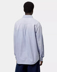 carhartt wip long sleeve painter shirt blue worn used splatter