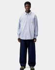carhartt wip long sleeve painter shirt blue worn used splatter