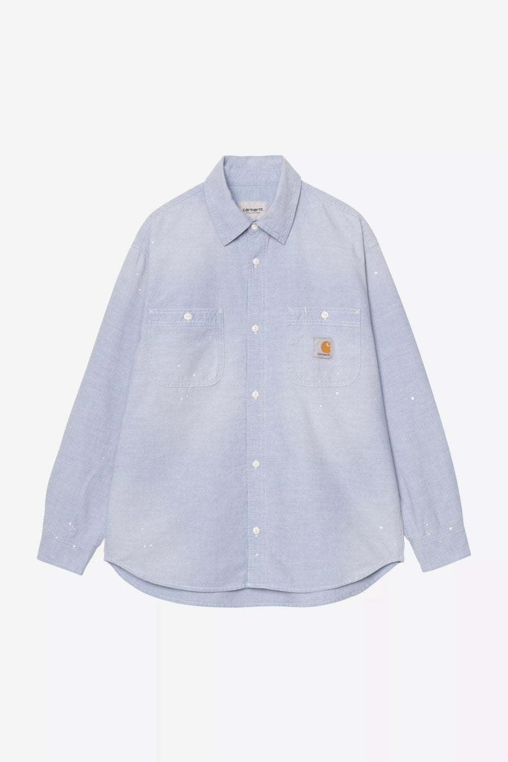 carhartt wip long sleeve painter shirt blue worn used splatter