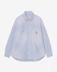 carhartt wip long sleeve painter shirt blue worn used splatter