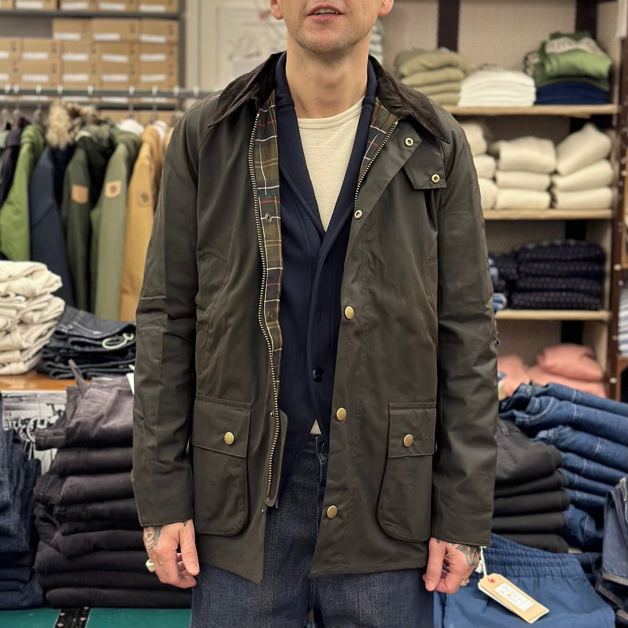 barbour ashby waxed jacket olive