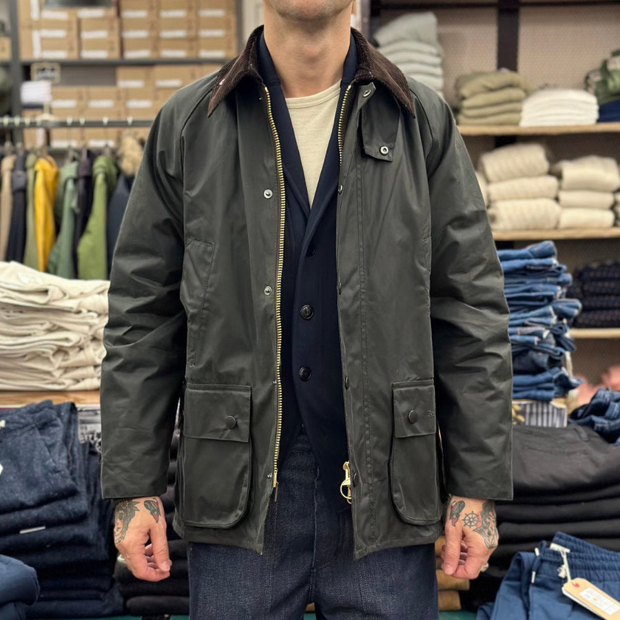 barbour bedale wax jacket sage –