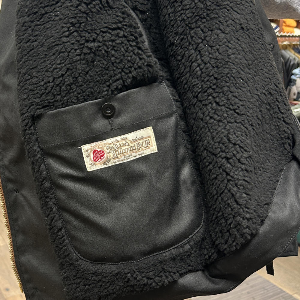 tela genova diamante giubbino waxed deck jacket black