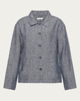knowledge cotton regular linen overshirt vintage indigo (LAST SIZE XS)