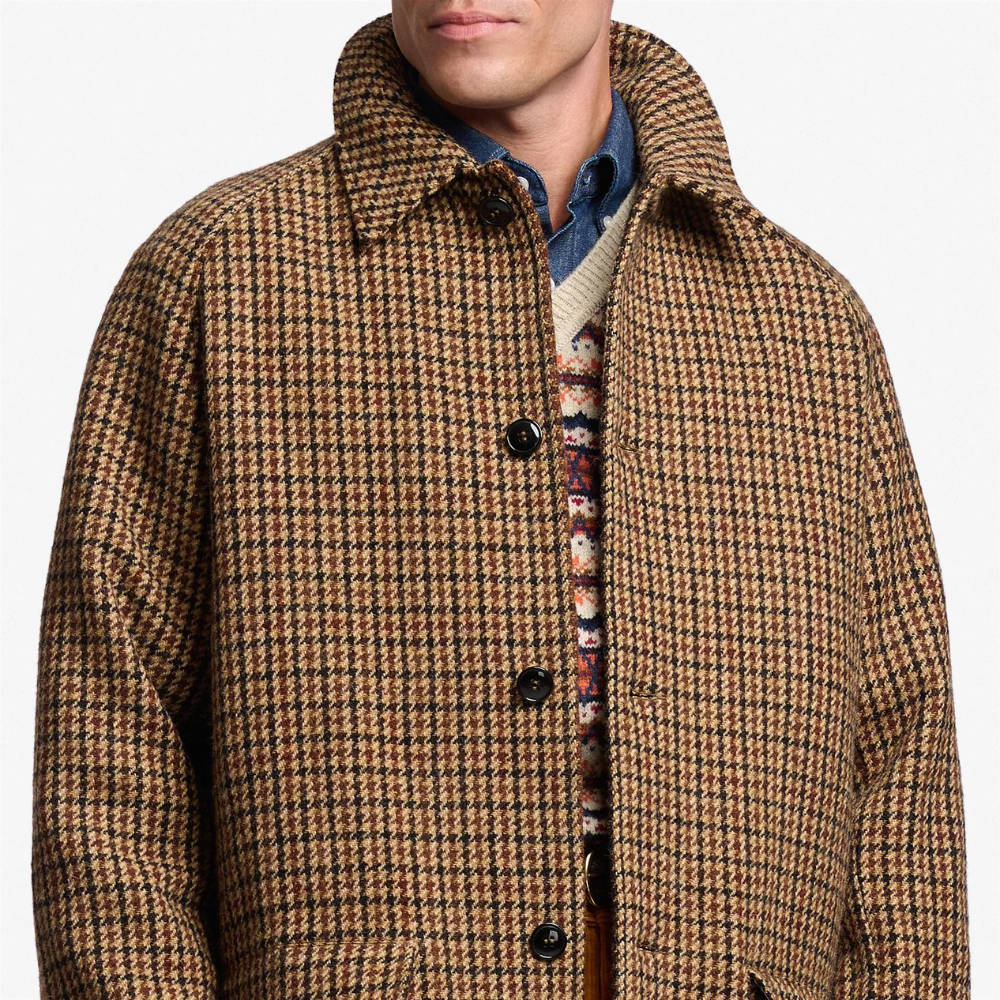 sebago beam coat pied de puole beige brown dark navy