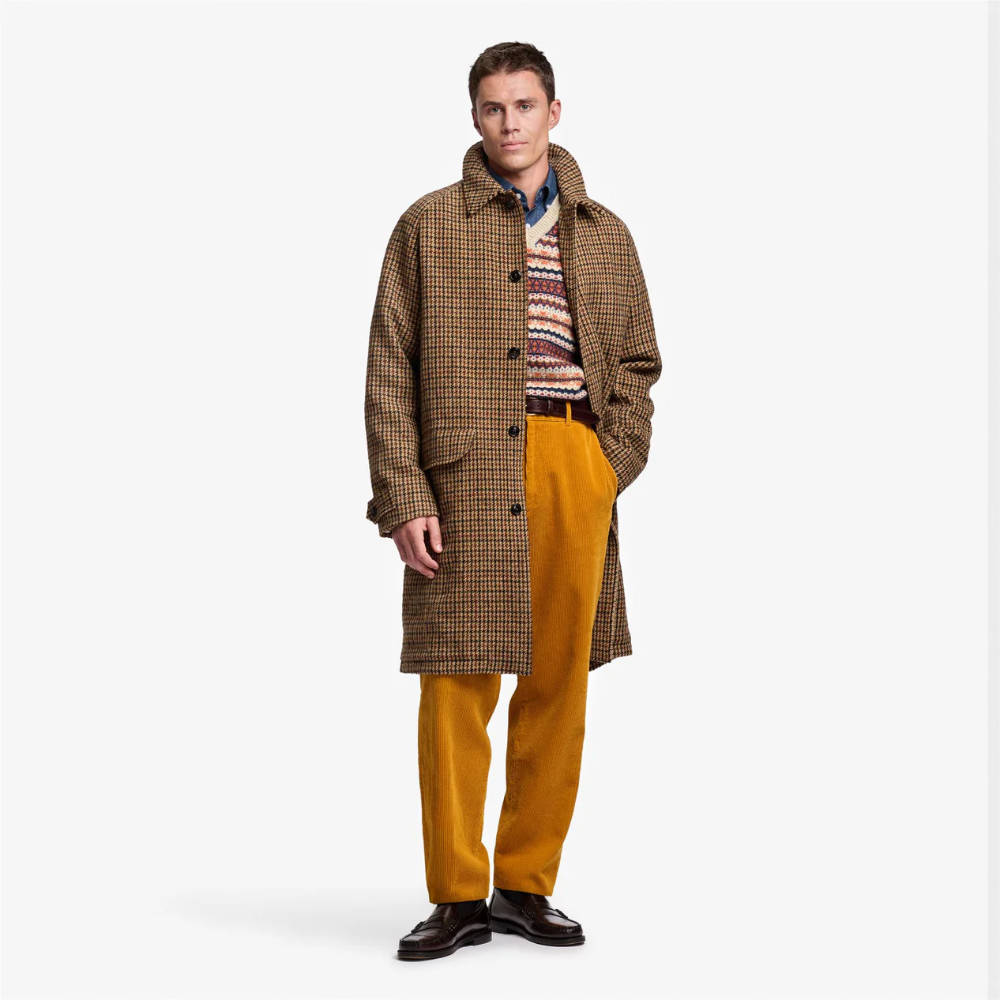 sebago beam coat pied de puole beige brown dark navy