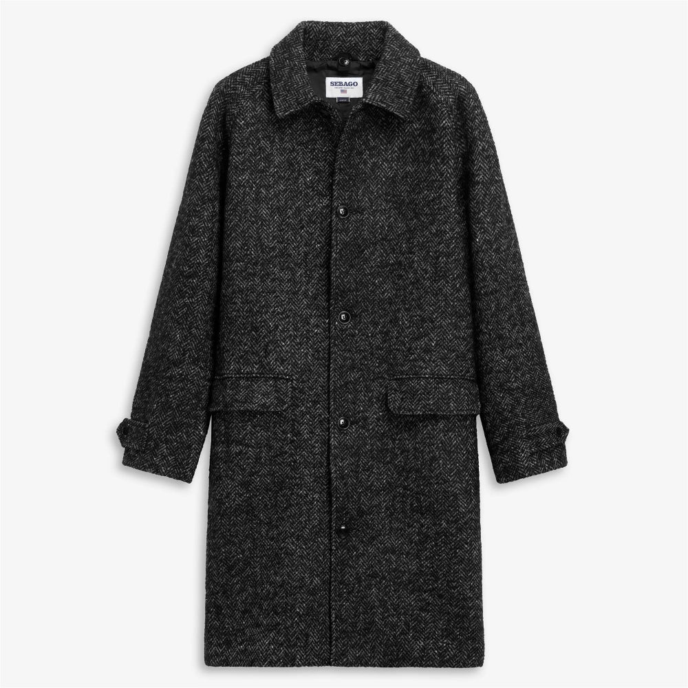 sebago bingham mohair tweed coat grey black