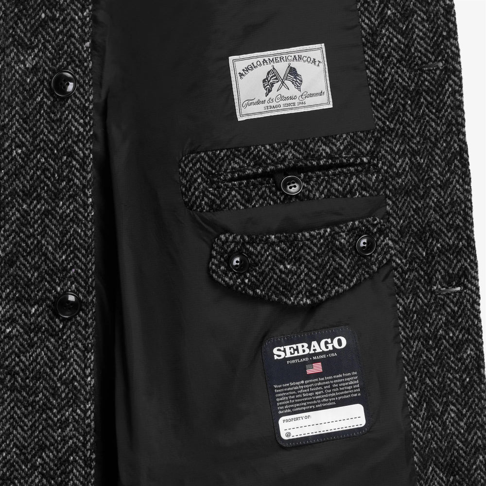sebago bingham mohair tweed coat grey black