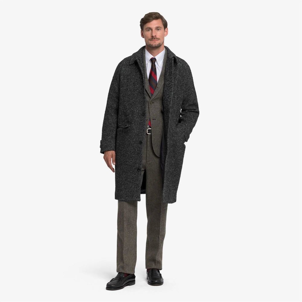 sebago bingham mohair tweed coat grey black