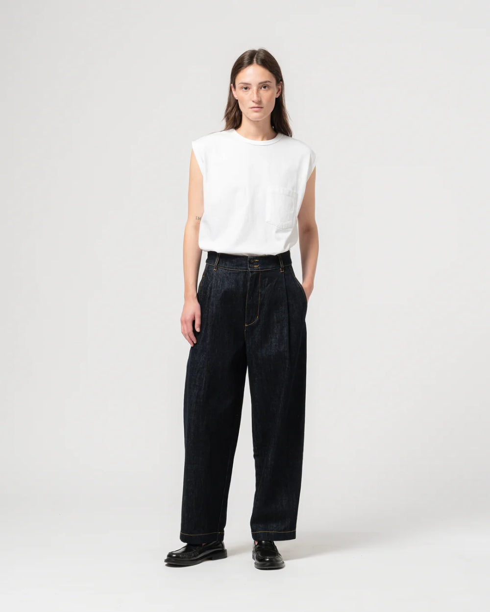 girls of dust british worker pants century denim blue