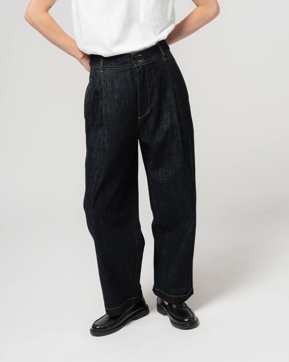 girls of dust british worker pants century denim blue