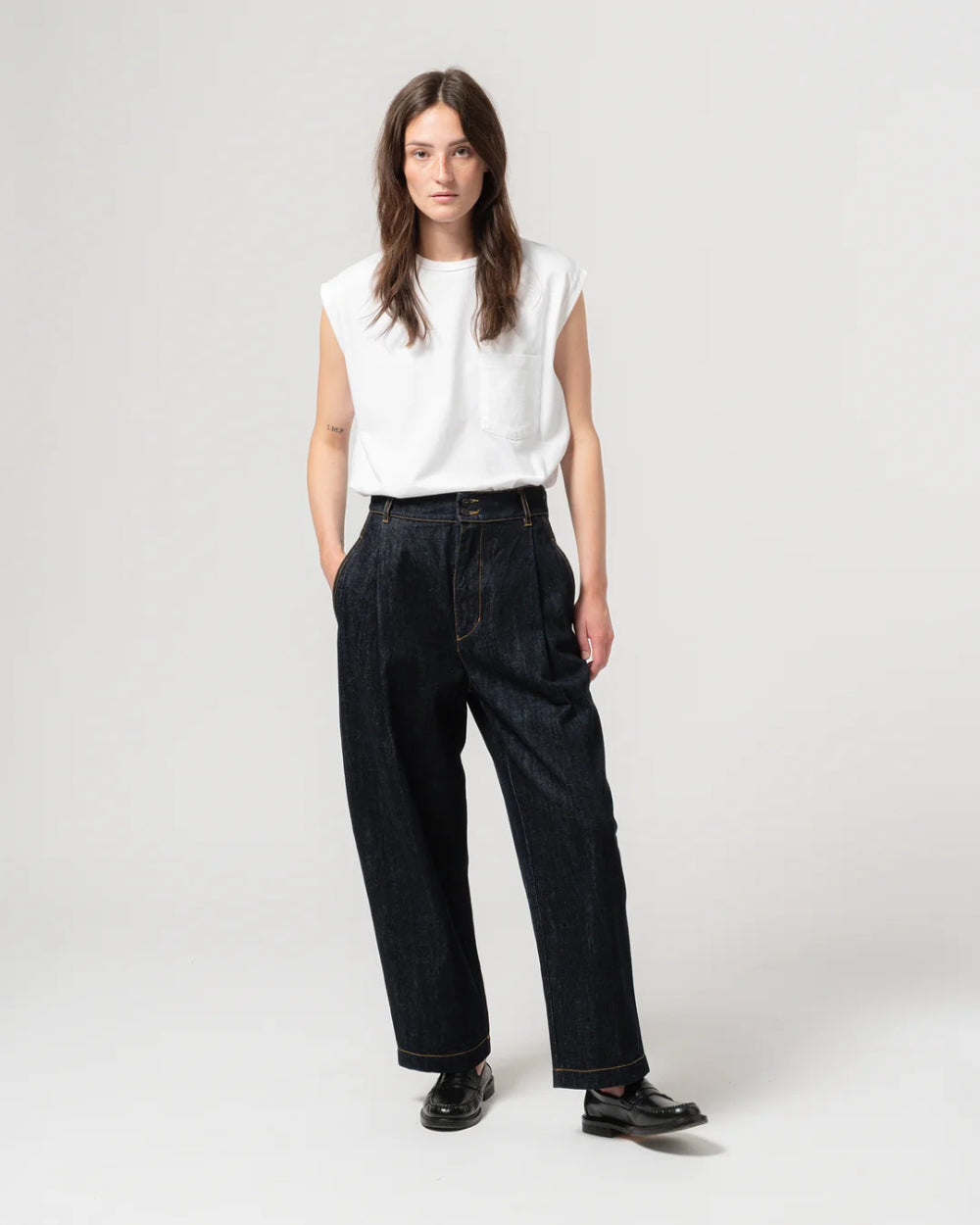 girls of dust british worker pants century denim blue