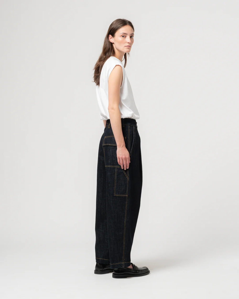 girls of dust british worker pants century denim blue