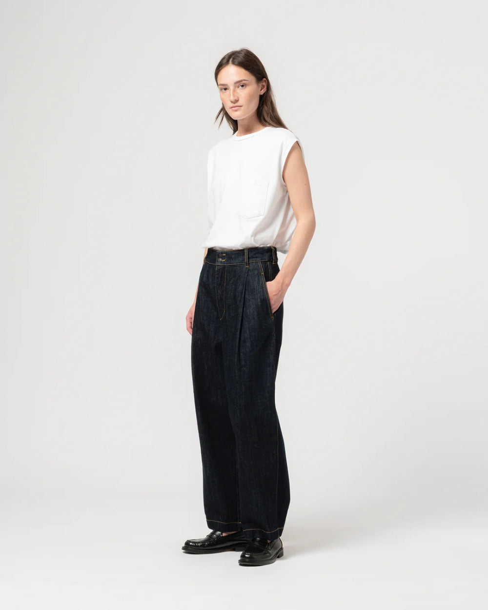 girls of dust british worker pants century denim blue