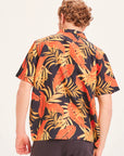 knowledge cotton wave short sleeve linen box fit shirt aop palm print (LAST SIZE MEDIUM)