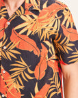 knowledge cotton wave short sleeve linen box fit shirt aop palm print (LAST SIZE MEDIUM)