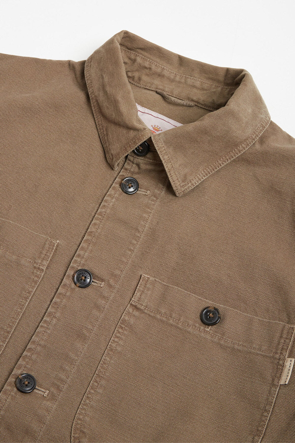 baracuta canvas garment dyed overshirt tarmac green