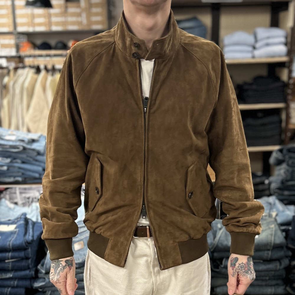 baracuta g9 jacket suede dark olive – www.sublime.bz