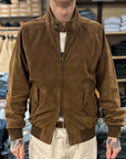 baracuta g9 jacket suede dark olive