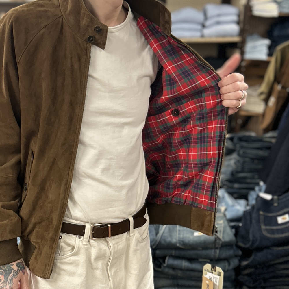 baracuta g9 jacket suede dark olive – www.sublime.bz