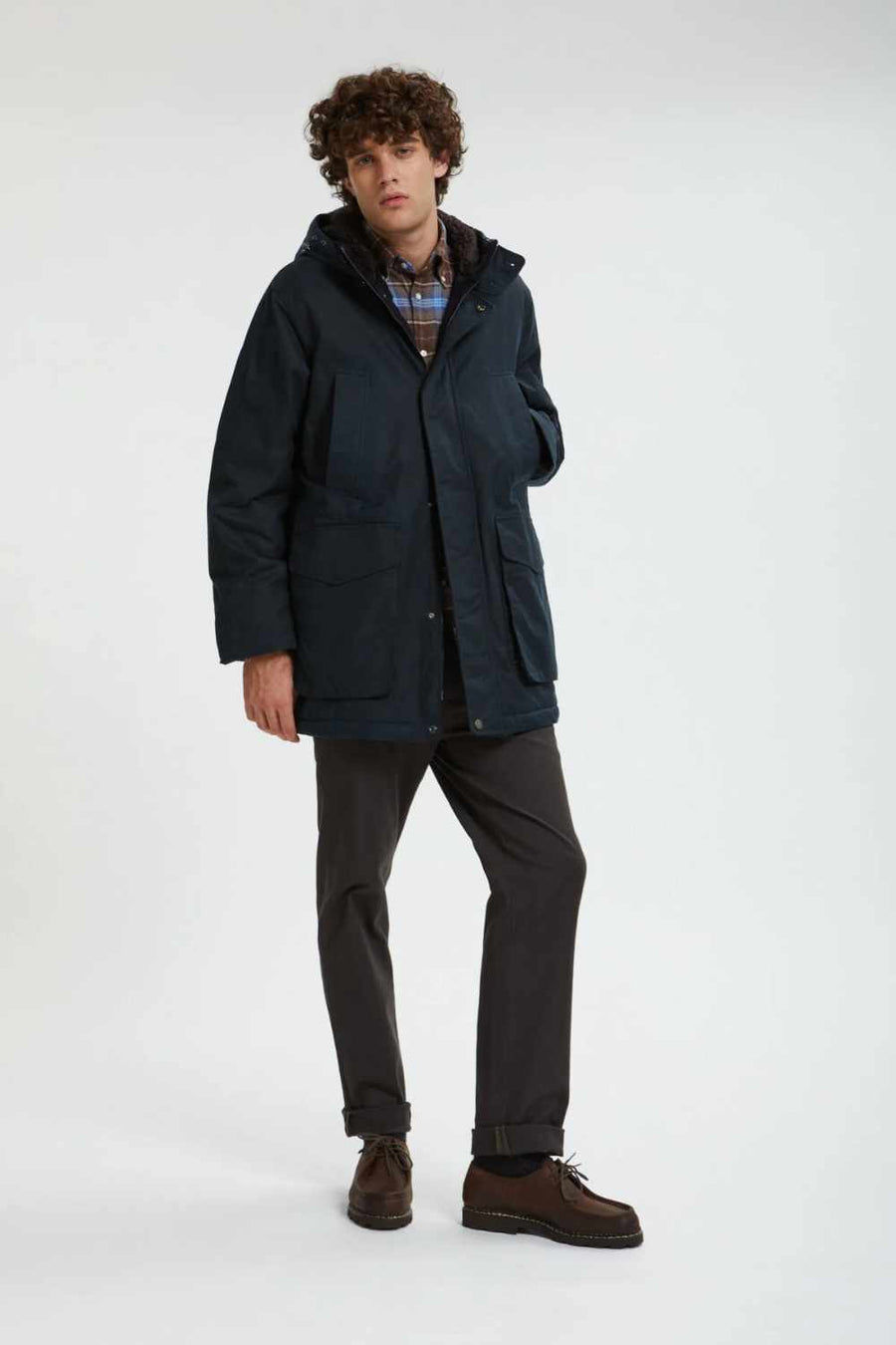 baracuta waxed shooting field park dark navy