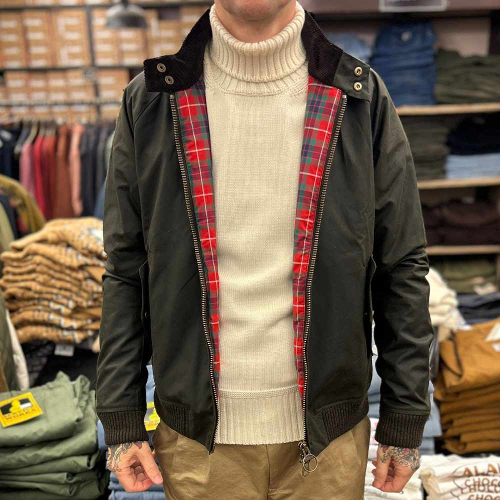 baracuta x barbour porton wax jacket olive