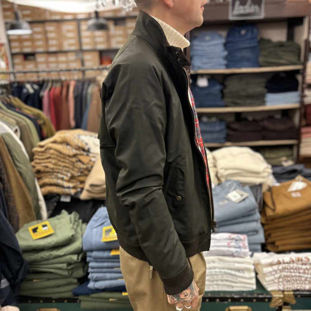 baracuta x barbour porton wax jacket olive