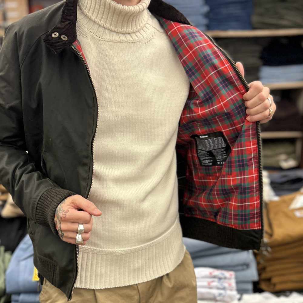 baracuta x barbour porton wax jacket olive