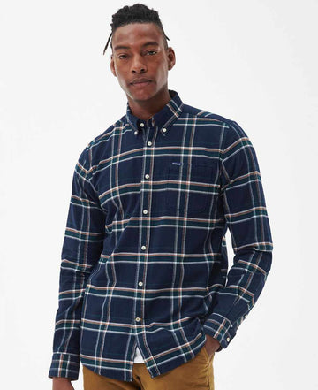 barbour ronan tailored check shirt inky blue