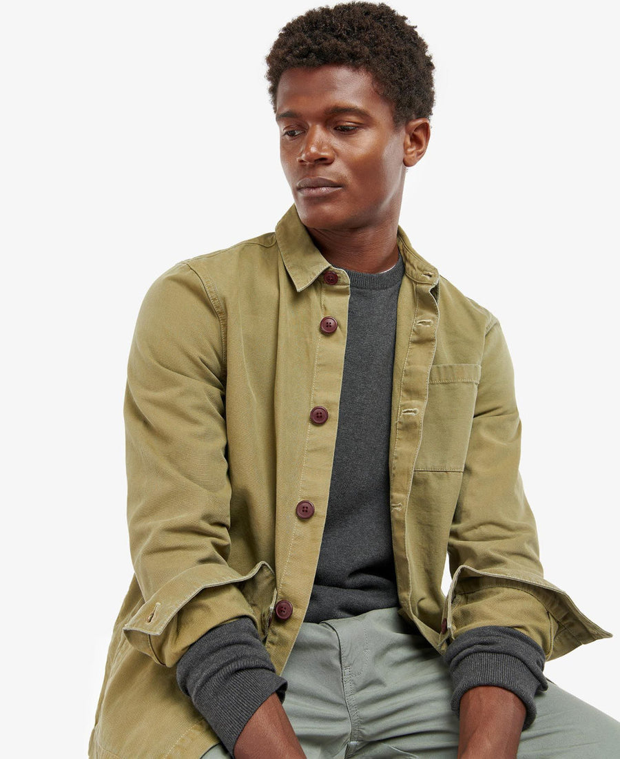 barbour washed overshirt bleached olive