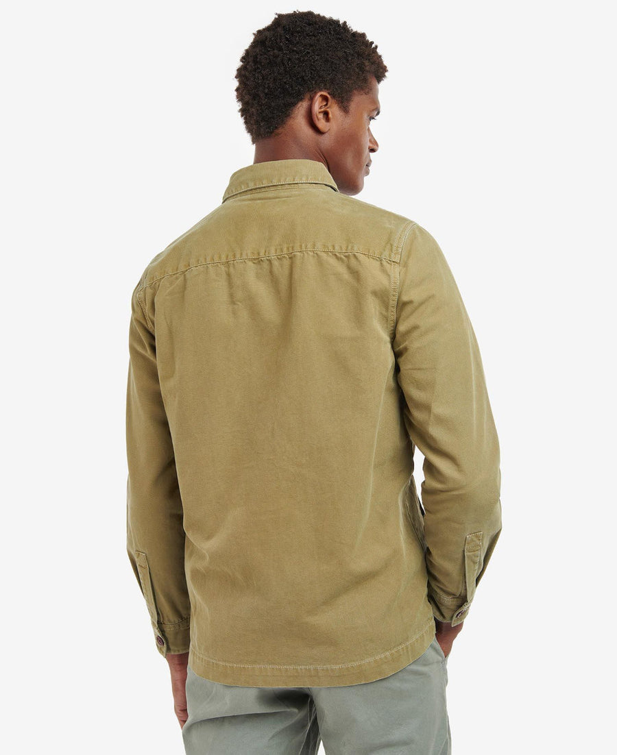 barbour washed overshirt bleached olive